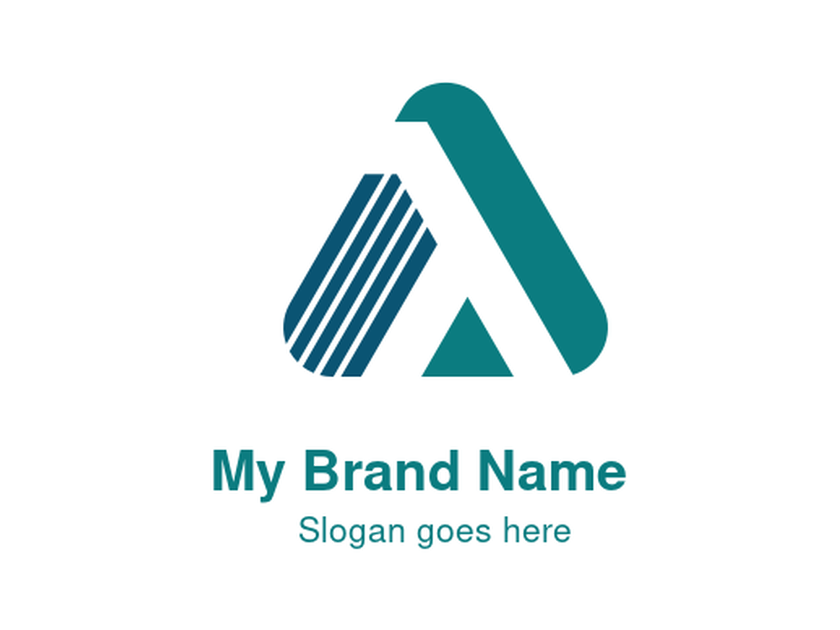 Modern Abstract Lambda Letter A Logo Design - Teal and Dark Blue Geometric Symbol with Striped Detail for Data, Tech, Analytics, Finance, or Logistics Companies